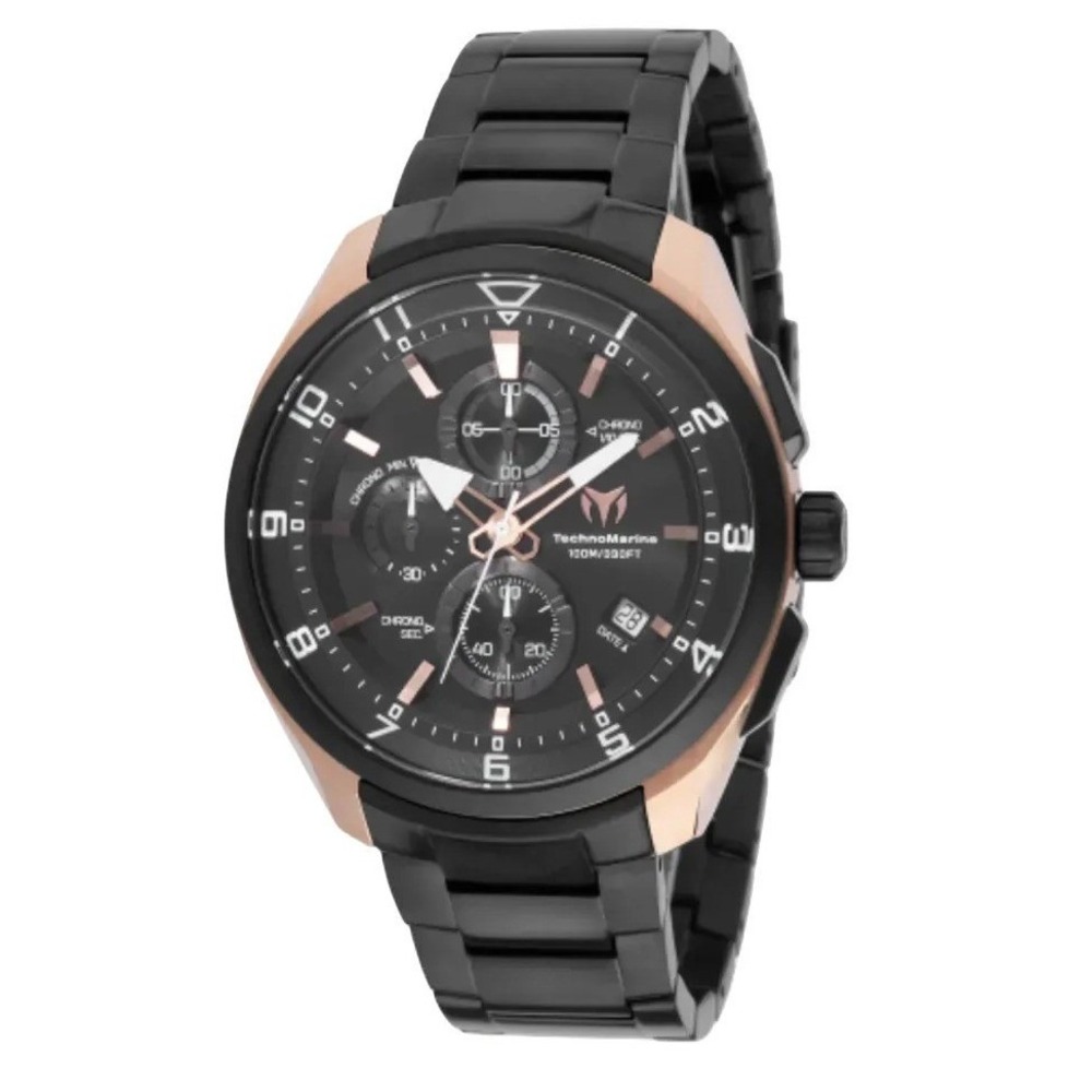 TechnoMarine Ocean Quantum Chronograph Rose Gold Black Men's TM-318122 NIB $500